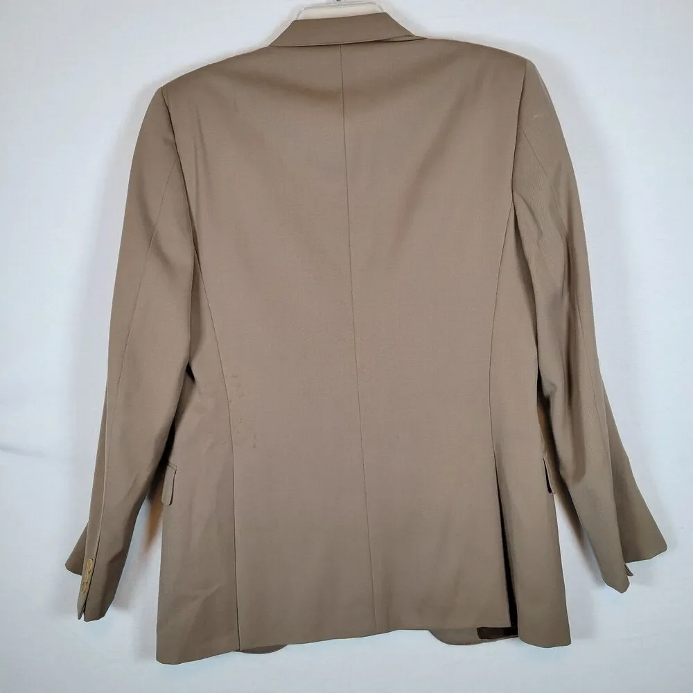 Ermengildo Zegna Mens Button Pocket Wool Blazer Size 42 Brown Career Sports Coat
